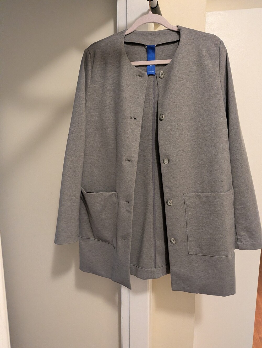 Kit and Ace Gray Collarless Button Jacket